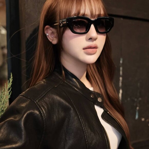 Gucci GG1558SK 001 Sunglasses Black Square Frame, Grey Lenses main image 5